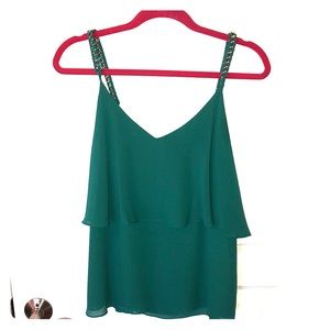 Super cute green camisole top with gold details